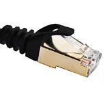 Vandesail® CAT7 High Speed Computer Router Gold Plated Plug STP Wires CAT7 RJ45 Ethernet LAN Networking Cable Professional Gold Headed Network Cable High Speed Premium Quality Cat seven / Patch / Ethernet / Modem / Router / LAN (2-meters-Black Oblate Shielded)