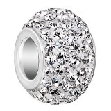 New Sale Cheap Apr Birthstone White Swarovski Elements Crystal Silver Plated Charm Beads Fit Pandora Jewelry Bracelet