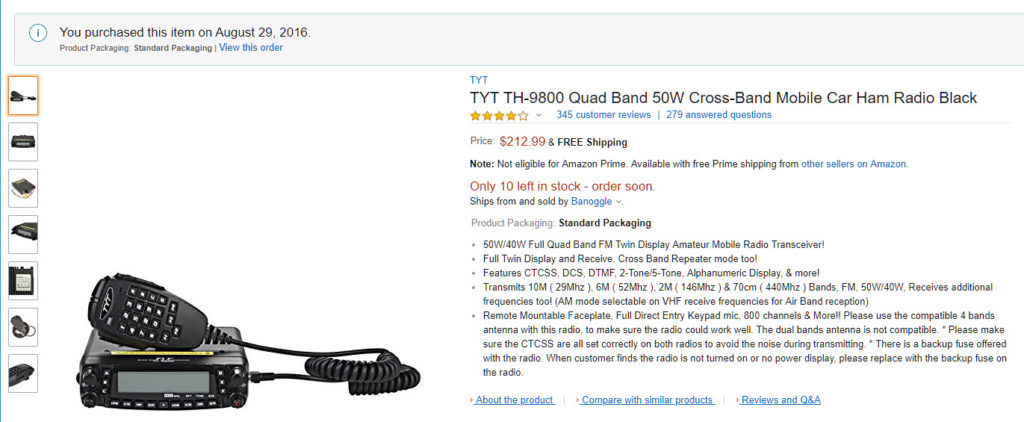 TYT TH-9800 Quad Band 50W Cross-Band
