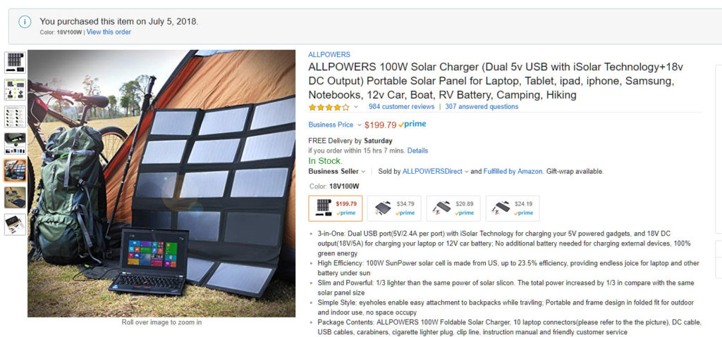 ALLPOWERS 100W Solar Charger